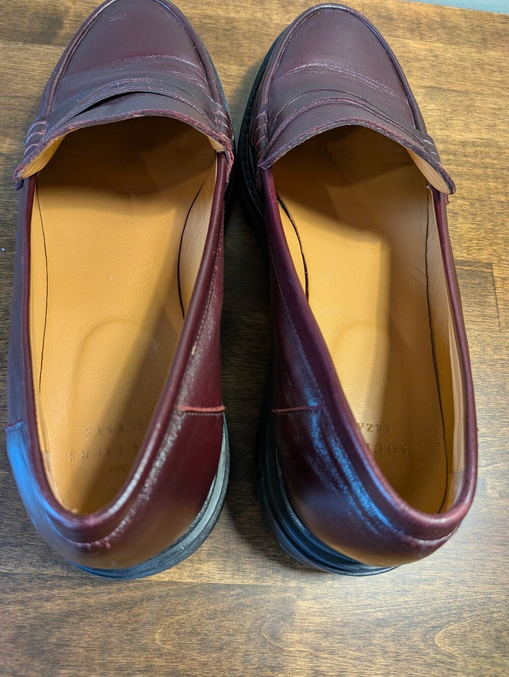 Sézane Albane Loafers Glossy Burgundy Leather Thick Lug Sole Shoes EU 39 US 8 - Picture 14 of 16